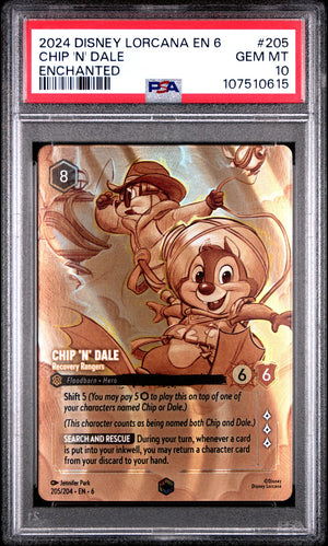 Disney Lorcana TCG - Chip 'N' Dale Recovery Rangers - 205/204 - Enchanted - PSA Graded 10