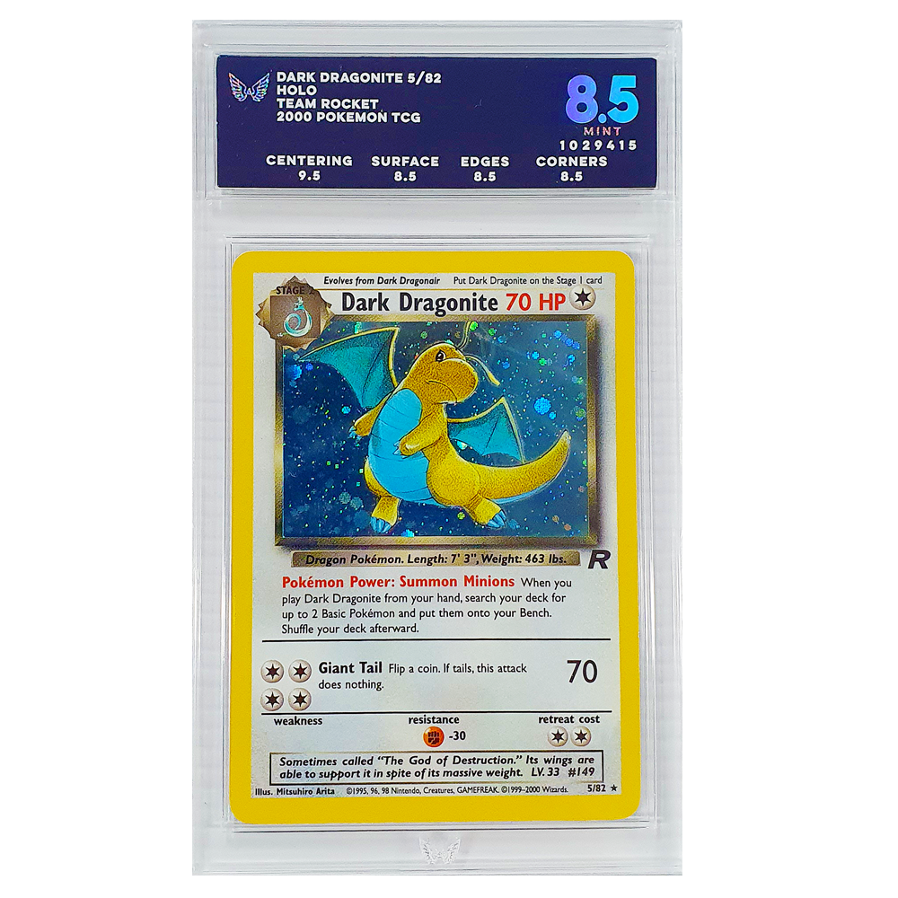 POKÉMON TCG - Dark Dragonite Holo Rare - 5/82 - Ark Graded 8.5