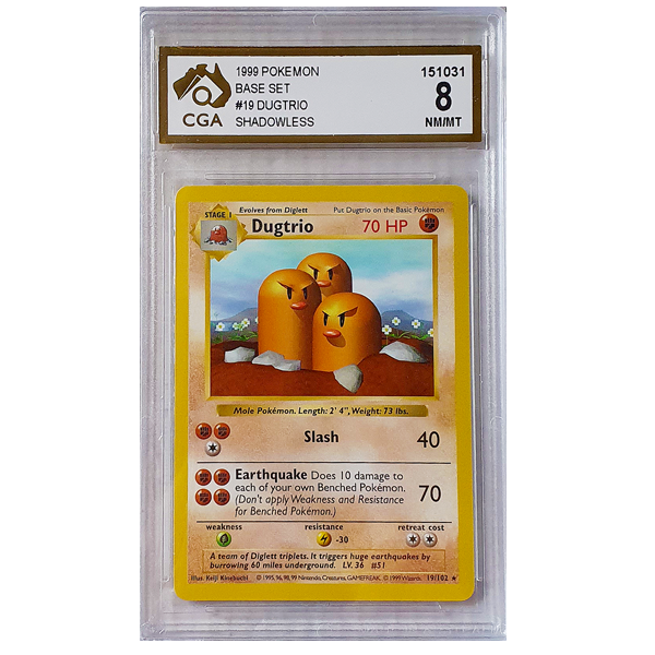 POKÉMON TCG - Dugtrio Rare (Shadowless) - 19/102 - CGA Graded 8