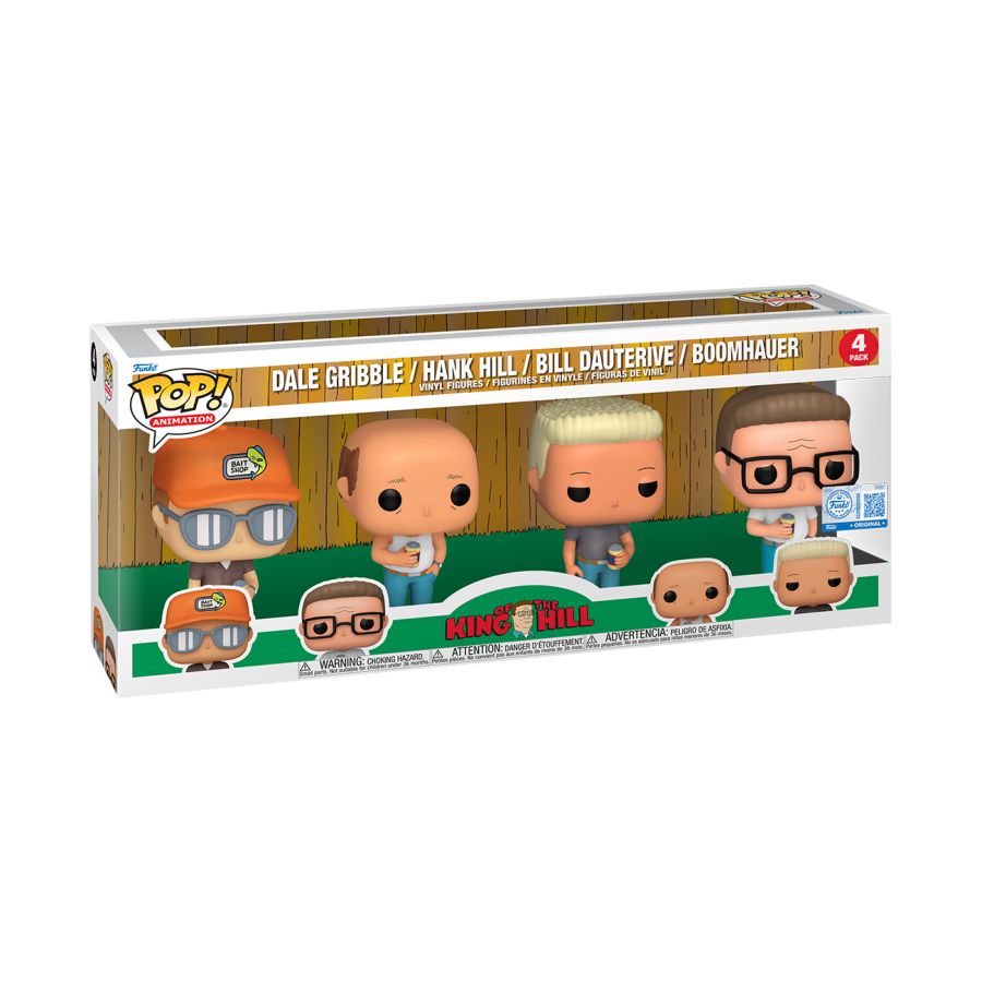 PRE-ORDER King of the Hill - Dale Gribble, Hank Hill, Bill Dauterive & Boomhauer Exclusive Pop! Vinyl Figure 4-Pack - PRE-ORDER