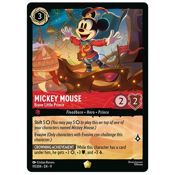 Disney Lorcana TCG - Mickey Mouse Brave Little Prince - 111/204 Hero Stash Disney Lorcana TCG - Mickey Mouse Brave Little Prince - 111/204 Hero Stash