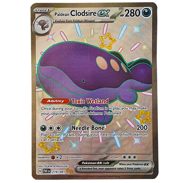 POKMON TCG - Paldean Clodsire EX Shiny Ultra Rare - 219/091 Hero Stash POKMON TCG - Paldean Clodsire EX Shiny Ultra Rare - 219/091 Hero Stash