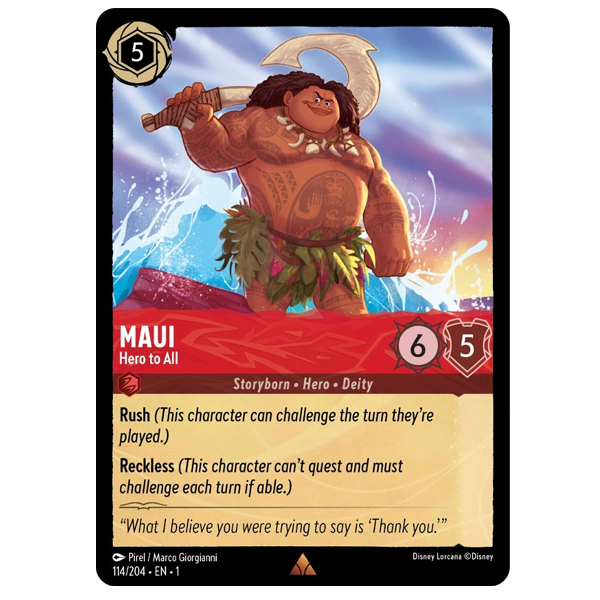Disney Lorcana TCG - Maui Hero to All - 114/204  Hero Stash