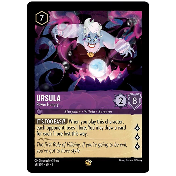 ursula card lorcana Disney Lorcana TCG - Ursula Power Hungry