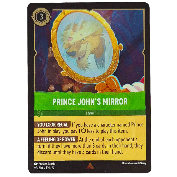 Disney Lorcana TCG - Prince John's Mirror - 98/204 - Cold Foil Hero Stash Disney Lorcana TCG - Prince John's Mirror - 98/204 - Cold Foil Hero Stash