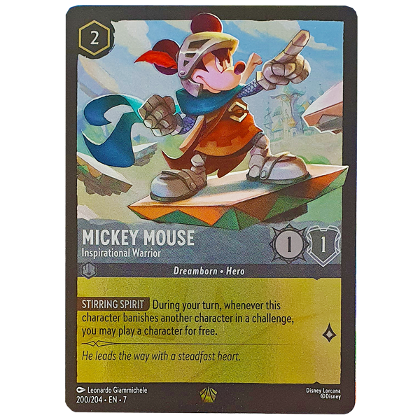 Disney Lorcana TCG - Mickey Mouse Inspirational Warrior - 200/204 - Cold Foil