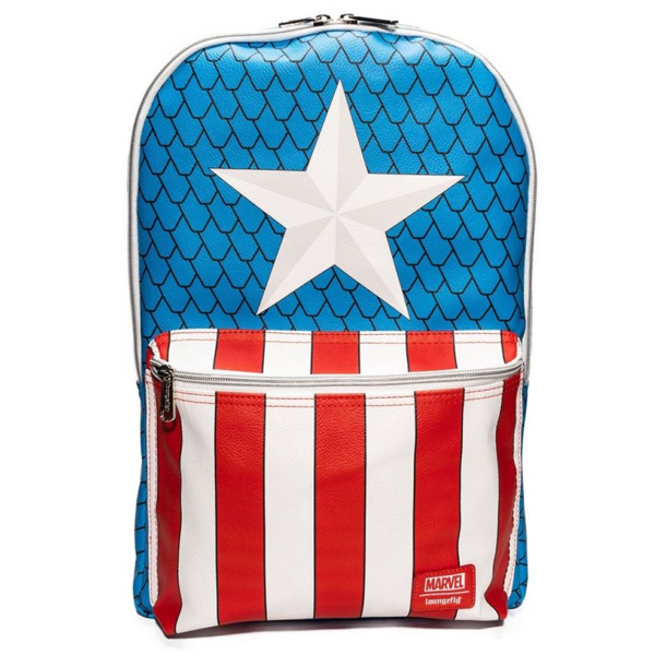 Captain America - Cosplay 18” Faux Leather Backpack with Enamel Pin