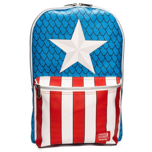Captain America - Cosplay 18” Faux Leather Backpack with Enamel Pin