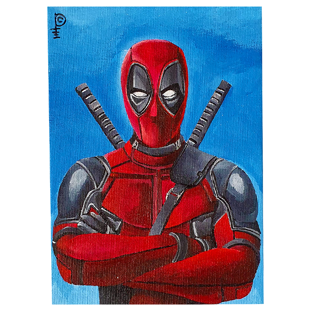 Artwork - Acyrlic Painting 5"x7" - 'Deadpool Arms Crossed'