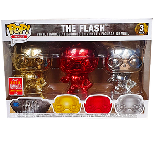 Justice League - The Flash (Chrome) SDCC 2018 Exclusive Pop! Vinyl Figure 3-Pack
