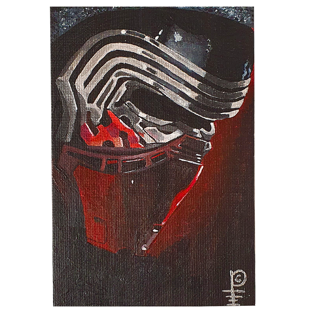 Artwork - Acyrlic Painting 4"x6" - 'Kylo Head Shot'