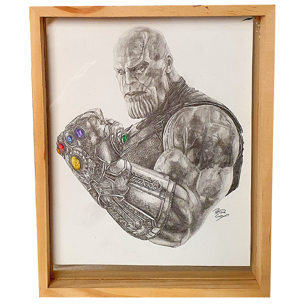 Artwork - Fine Art Pencil Sketch A5 with Frame - 'The Mad Titan'