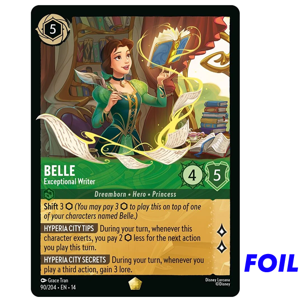Disney Lorcana TCG - Belle Exceptional Writer - 90/204 - Cold Foil