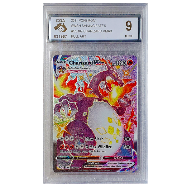 POKÉMON TCG - Charizard VMax Shiny Rare - SV107/SV122 - CGA Graded 9