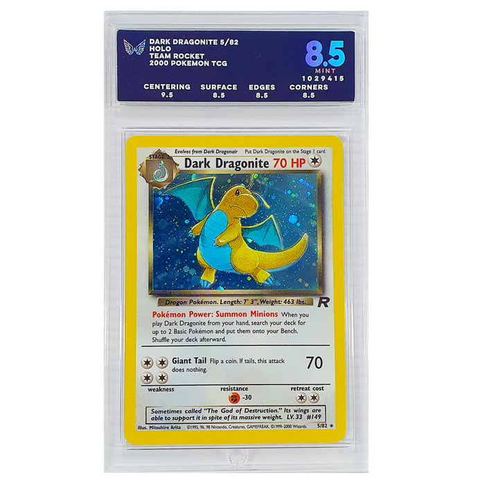 POKÉMON TCG - Dark Dragonite Holo Rare - 5/82 - Ark Graded 8.5