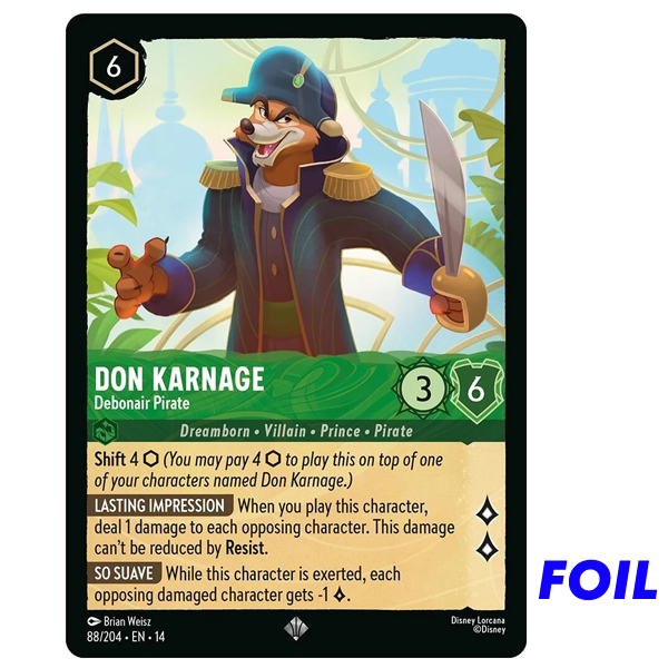 Disney Lorcana TCG - Don Karnage Debonair Pirate - 88/204 - Cold Foil