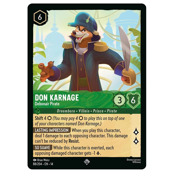 Disney Lorcana TCG - Don Karnage Debonair Pirate - 88/204