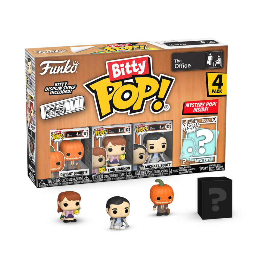 PRE-ORDER The Office - Dwight (Pumpkinhead), Erin, Michael & Mystery Bitty Pop! Vinyl Figure 4-Pack - PRE-ORDER