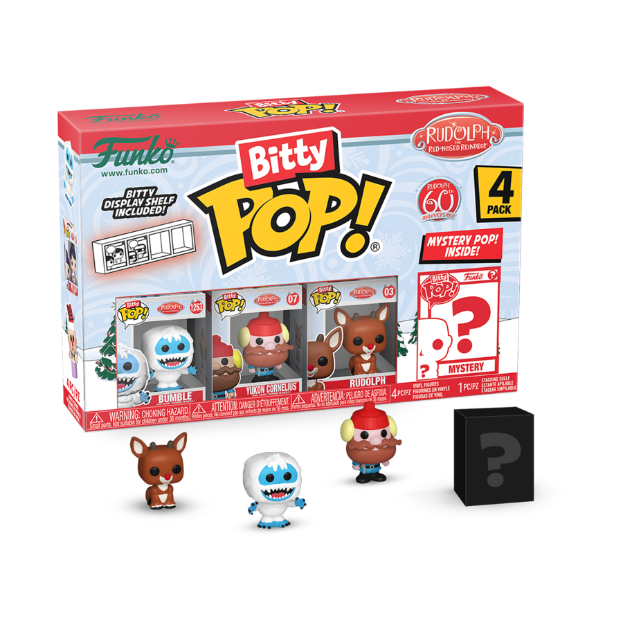 PRE-ORDER Rudolph - Bumble, Yukon Cornelius, Rudolph (Sitting) & Mystery Bitty Pop! Vinyl Figure 4-Pack - PRE-ORDER