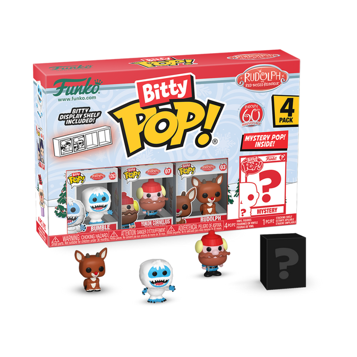 PRE-ORDER Rudolph - Bumble, Yukon Cornelius, Rudolph (Sitting) & Mystery Bitty Pop! Vinyl Figure 4-Pack - PRE-ORDER