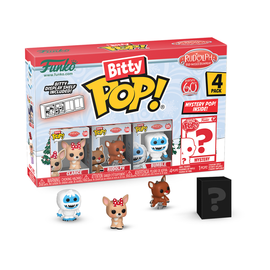 PRE-ORDER Rudolph - Clarice, Rudolph (Flying), Bumble (Smiling) & Mystery Bitty Pop! Vinyl Figure 4-Pack - PRE-ORDER