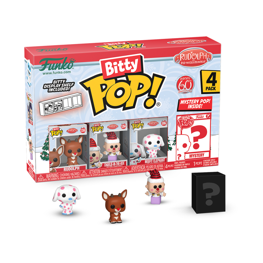 PRE-ORDER Rudolph - Rudolph, Charlie-in-the-Box, Misfit Elephant & Mystery Bitty Pop! Vinyl Figure 4-Pack - PRE-ORDER