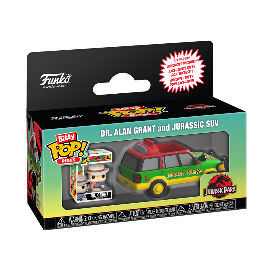 PRE-ORDER Jurassic Park - Alan Grant with Jurassic SUV Bitty Pop! Rides Vinyl Figure PRE-ORDER