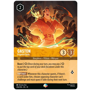 Disney Lorcana TCG - Gaston Frightful Bully - 206/204 - Epic