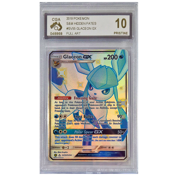 POKÉMON TCG - Glaceon GX Shiny Ultra Rare - SV55/SV94 - CGA Graded 10