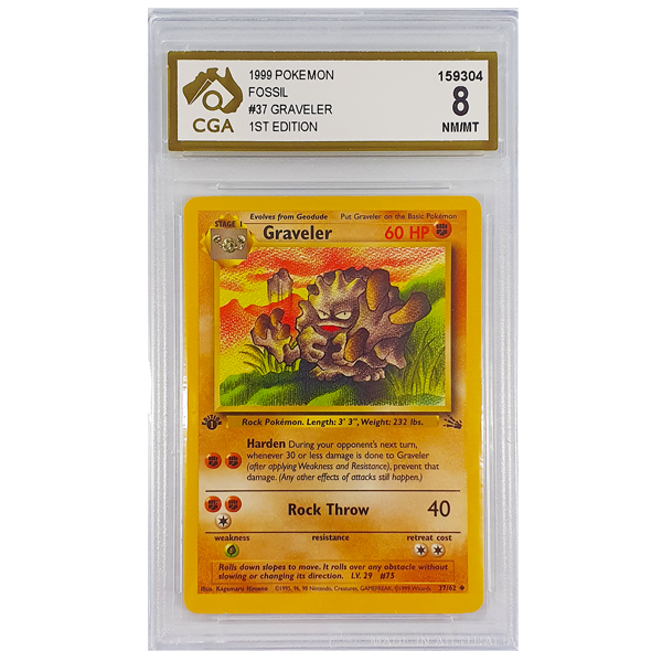 POKÉMON TCG - Graveler Uncommon 1st Edition - 37/62 - CGA Graded 8