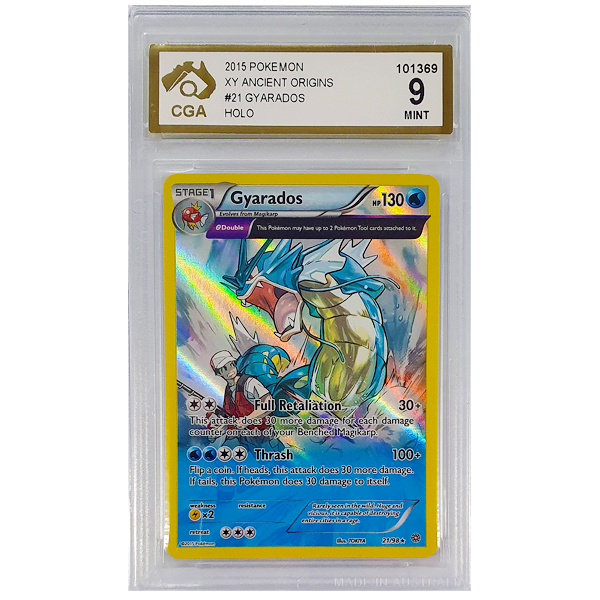 POKÉMON TCG - Gyarados Full Art Holo Rare - 21/98 - CGA Graded 9