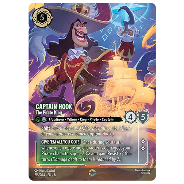 Disney Lorcana TCG - Captain Hook The Pirate King - 215/204 - Enchanted