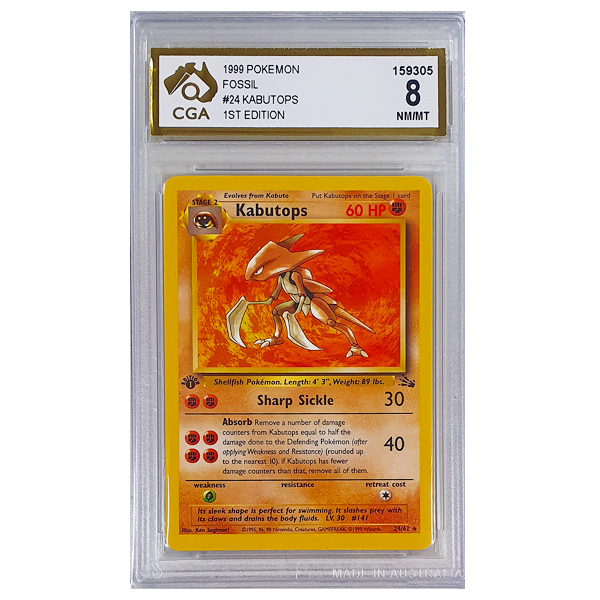 POKÉMON TCG - Kabutops Rare 1st Edition - 24/62 - CGA Graded 8