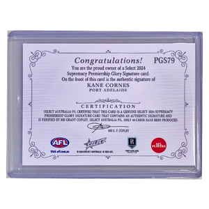 AFL Supremacy 2024 -  Kane Cornes Premiership Glory Signature Card - 22/40