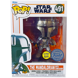 Star Wars The Mandalorian - The Mandalorian with Darksaber Chrome Glow Exclusive Pop! Vinyl Figure