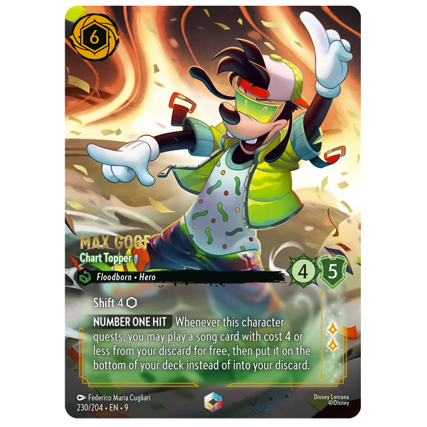 Disney Lorcana TCG - Max Goof Chart Topper- 230/204 - Enchanted