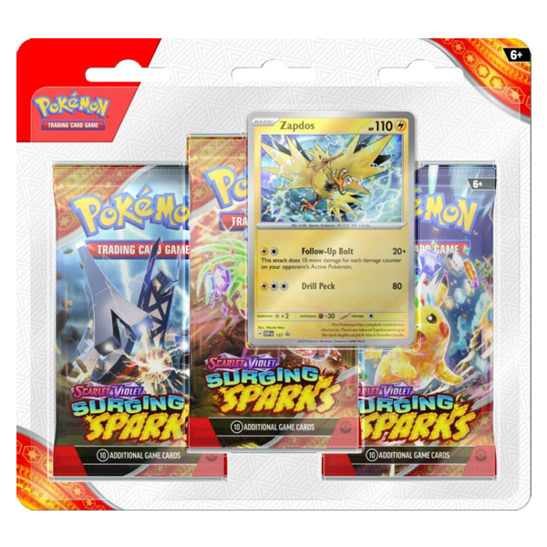 POKÉMON TCG - Scarlet & Violet Surging Sparks - Three Booster Blister - Zapdos