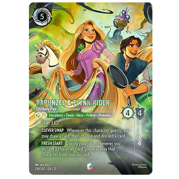 Disney Lorcana TCG - Rapunzel & Flynn Rider Unlikely Pair - 239/204 - Enchanted