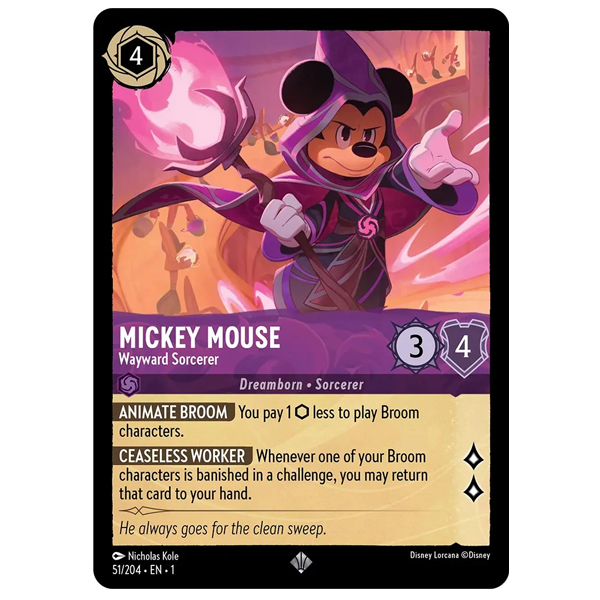 Disney Lorcana TCG - Mickey Mouse Wayward Sorcerer - 51/204