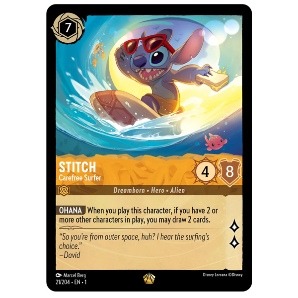 Disney Lorcana TCG - Stitch Carefree Surfer - 21/204