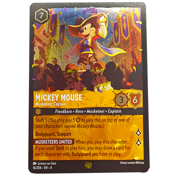 Disney Lorcana TCG - Mickey Mouse Musketeer Captain - 16/204 - Cold Foil