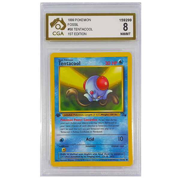 POKÉMON TCG - Tentacool Common 1st Edition - 56/62 - CGA Graded 8