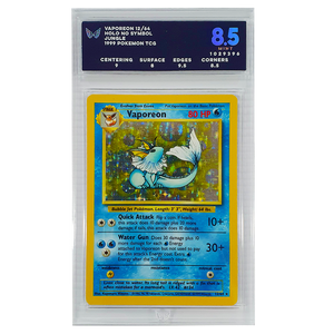 POKÉMON TCG - Vaporeon Holo Rare No Symbol Error - 12/64 - Ark Graded 8.5
