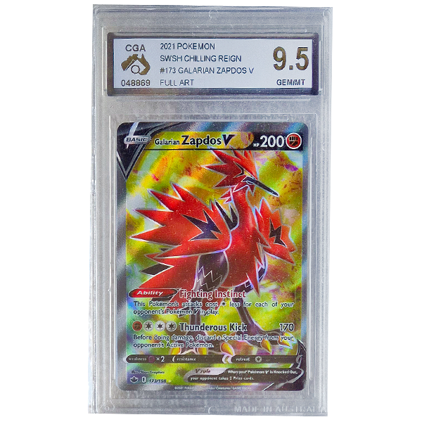 POKÉMON TCG - Galarian Zapdos V Full Ultra Rare - 173/198 - CGA Graded 9.5