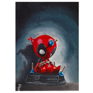 Artwork - Acyrlic Painting 5"x7" - 'Chibi Deadpool'