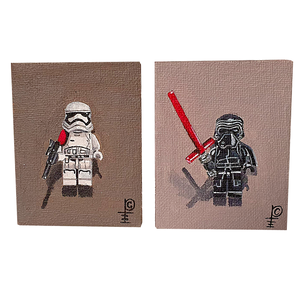Artwork - Acyrlic Painting 2.5"x3.5" Set of 2- 'Imperial Duo'