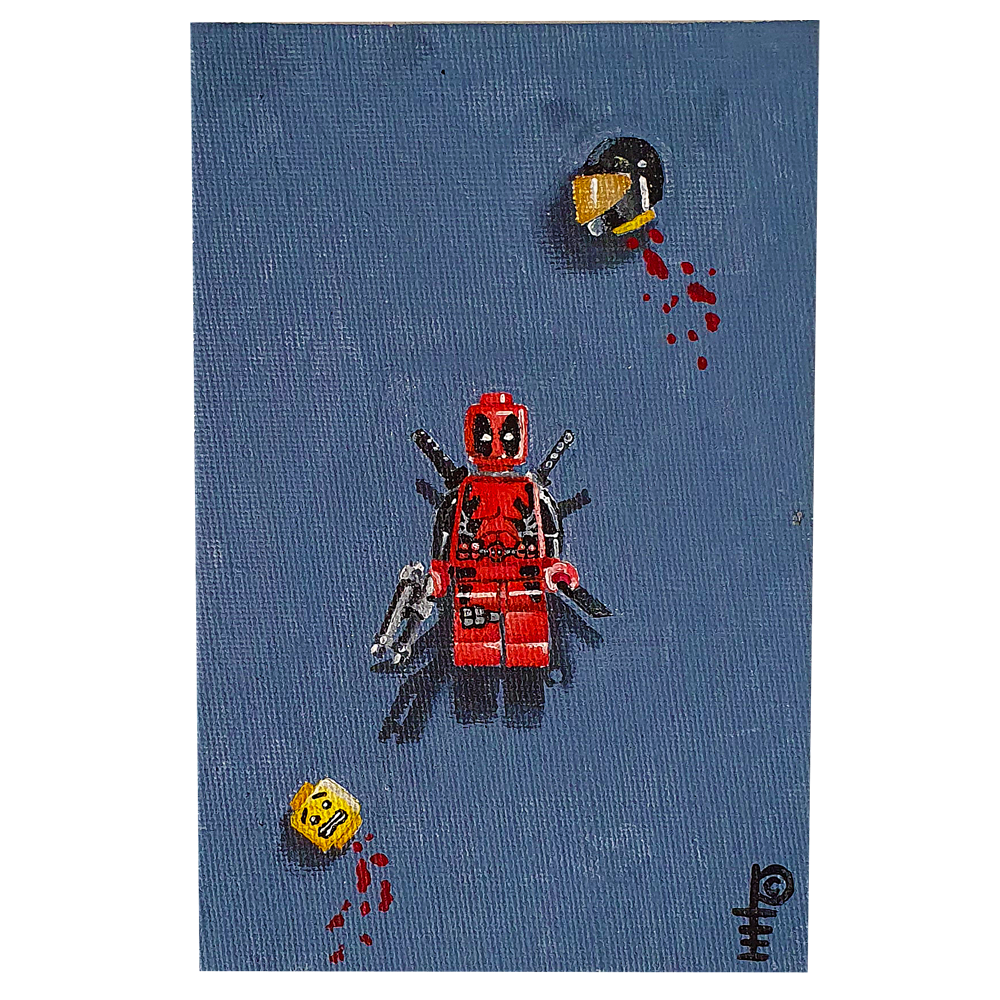 Artwork - Acyrlic Painting 4"x6" - 'Lego Deadpool'