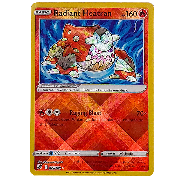 POKMON TCG - Radiant Heatran Radiant Rare - 027/189 Hero Stash POKMON TCG - Radiant Heatran Radiant Rare - 027/189 Hero Stash