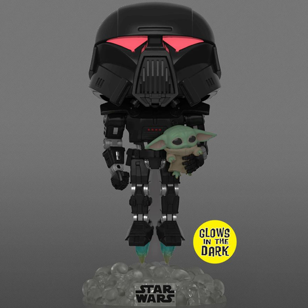 Star Wars The Mandalorian - Dark Trooper with Grogu Glow US Exclusive Pop! Vinyl Figure